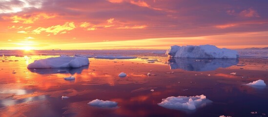 Wall Mural - spectacular group of massive icebergs floating peacefully in the serene ocean waters