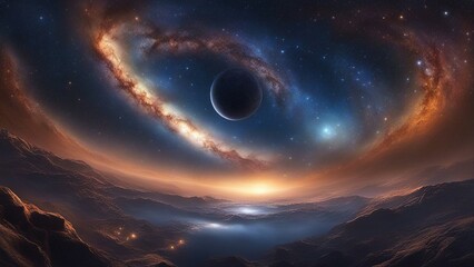Wall Mural - planet and space _A space view of the milky way galaxy and stars in the night sky.  
