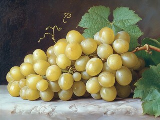 Canvas Print - bunches of green grapes close up