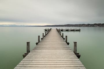  Badesteg am Starnberger See, Bayern, Deutschland, Langzeitbelichtung