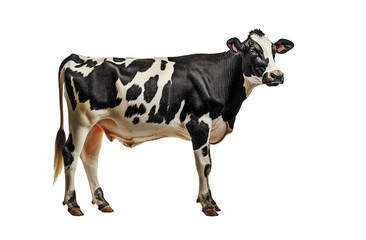 Wall Mural - black and white swiss cow isolated on transparent or white background, png photo