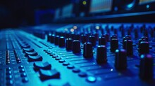A recording studio macro view of mixing console