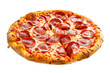 © kossovskiy - Pepperoni and sausage pizza isolated on white