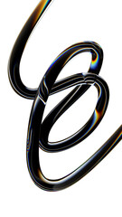 Poster - futuristic glass wavy squiggle line 3d illustration, glass dispersion tangled curved line isolated, 