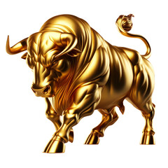 Wall Mural - Golden ox,bullish,Zodiac 3D illustration, isolated on a transparent background.