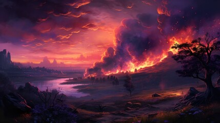 Wall Mural -  Lilac fire background.