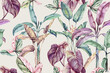 © joy8046 - Seamless pattern of tropical plant,palm and flowers painted in watercolor.For fabric luxurious and wallpaper, vintage style.Botanical floral pattern.Tropical background