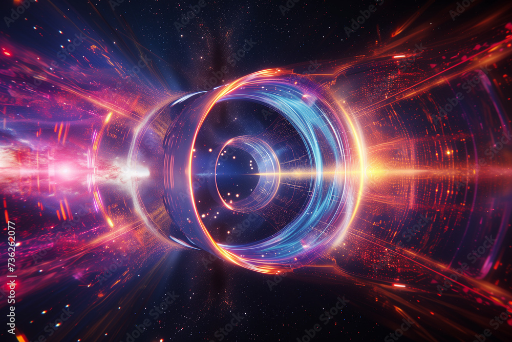 Wormhole connecting two different points in the universe, a bright ...