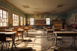 Abandoned classroom in an old school