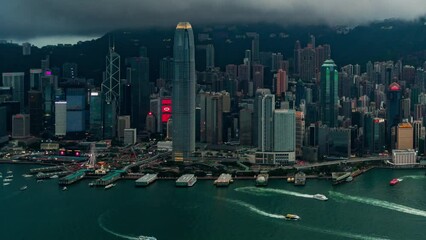 Wall Mural - Hongkong urban city skyline with skyscraper in China, Asia.