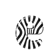 White Symbol With Black Thin Straps. Letter E