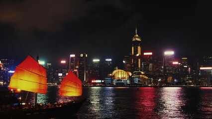 Canvas Print - Hongkong urban city skyline with skyscraper in China, Asia.