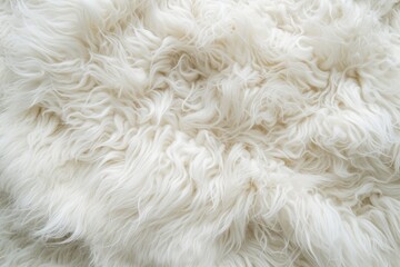 Poster - White wool carpet with fluffy fur texture close up shot