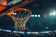 Pro basketball hoop in arena