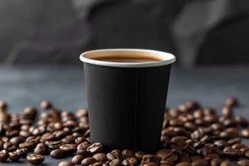 Sticker - Remove black paper cup with toasted coffee beans