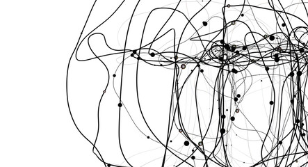 Wall Mural - Futuristic geometric double data flow background with connecting dots and lines. Abstract digital