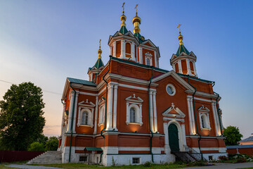 Wall Mural - Ancient Cathedral of the Exaltation of the Holy Cross (1855) of the Brusensky Assumption Monastery close-up on a June twilight. Staraya Kolomna, Moscow region. Russia