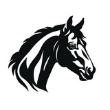 Fototapeta Konie - Horse head silhouette icon in black color. Vector template.