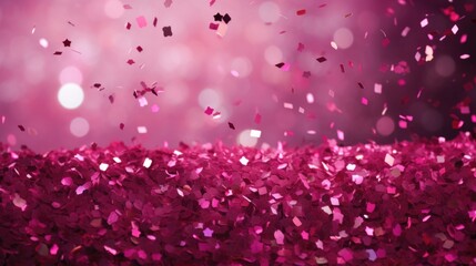 Poster -  The background of the confetti scattering is in Magenta color.