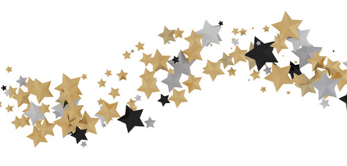 Poster - Stars - Holiday golden decoration, glitter frame isolated -