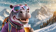 Après-Ski, tier, bier, copy space, close up, winter, berge, schnee, skiurlaub, reisebüro, Après, neu, modern, surreal, spaßig, karte, resort, komisch, ski, brille, lachend, lustig, süss, pink, pastell