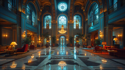 luxury art deco hotel lobby interior design