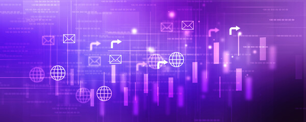 Wall Mural - 2D Digital Abstract Business Networking background
