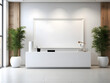 Corporate branding white blank frame mockup design with modern business office reception background design.