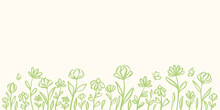 Green Floral Background With Hand Drawn Flower Illustrations, Cute Spring Wallpaper Desing