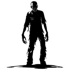 Silhouette zombie black color only full body