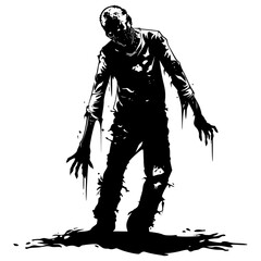 Silhouette zombie black color only full body