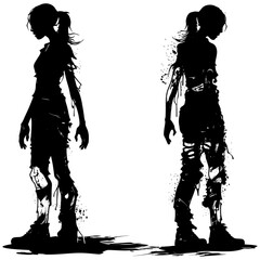 Silhouette zombie women black color only full body