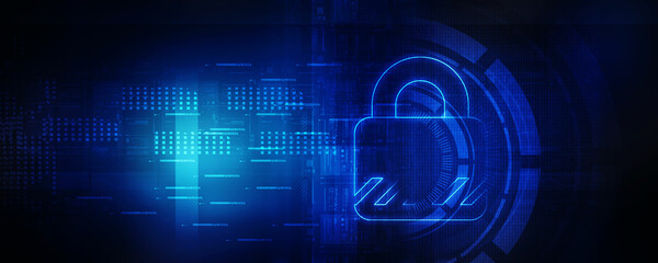 2d illustration Safety concept: Closed Padlock on digital background