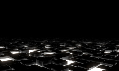 black carbon fibre background, cube pattern with light areas. futuristic and modern.