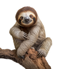 Poster - sloth sitting on a tree on isolated background