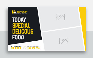 Wall Mural - Fast food restaurant youtube thumbnail and web banner template design