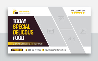 Wall Mural - Fast food restaurant youtube thumbnail and web banner template design