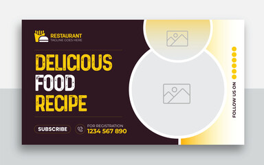 Wall Mural - Fast food restaurant youtube thumbnail and web banner template design
