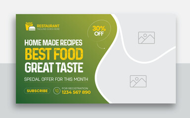 Wall Mural - Fast food restaurant youtube thumbnail and web banner template design