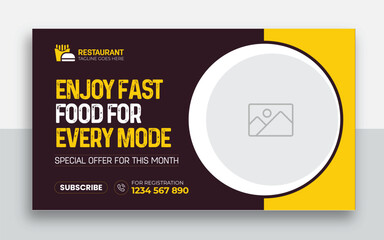 Wall Mural - Fast food restaurant youtube thumbnail and web banner template design