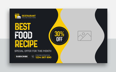 Wall Mural - Fast food restaurant youtube thumbnail and web banner template design