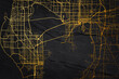 Golden vector city map of Tampa, Florida, United States of America on a black abstract background.