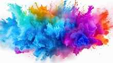 Splash Of Color Paint, Explosion Of Colorful Powder, Abstract Colorful Background. Pattern Of Bright Festive Burst Like In Holi Festival. Concept Of Watercolor, Explode, Art