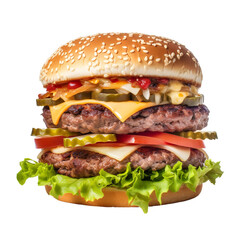 Wall Mural - Yummy and delicious Tasty burger isolated on white background