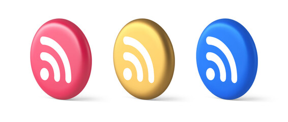 Wall Mural - wifi available access button wireless internet connection signal 3d realistic isometric circle icon