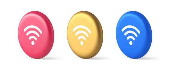 Wall Mural - wi fi internet connection button high speed wireless cyberspace digital network 3d circle icon