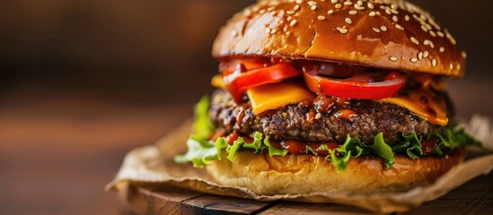 Wall Mural - Burger with Bison, Lettuce, and Cheese