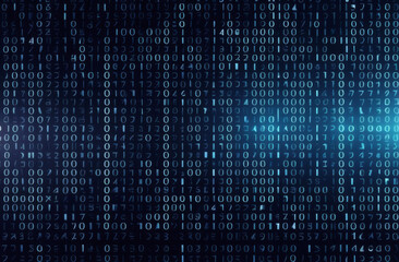Big data technology matrix. Binary code computer theme background. Quantum technology futuristic cyberspace hud streaming coding numbers screen backdrop