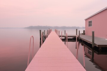 Noticeable Pink boat. Nature space ship. Generate Ai