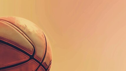 Wall Mural - A textured basketball occupies the foreground with a soft, warm-toned gradient backdrop, suggesting movement and energy.